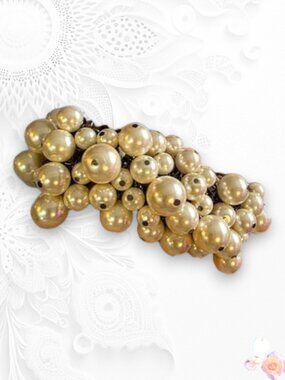 Chicos Pearl Mesh Bracelet Multi Strand Magnetic Clasp Black White 6.75